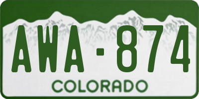 CO license plate AWA874
