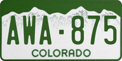 CO license plate AWA875