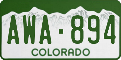 CO license plate AWA894