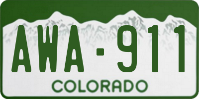 CO license plate AWA911
