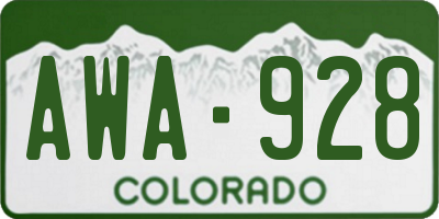 CO license plate AWA928
