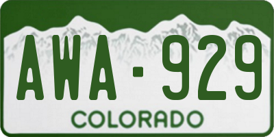 CO license plate AWA929
