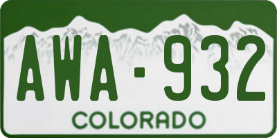 CO license plate AWA932