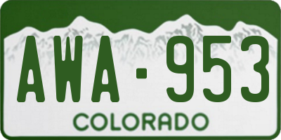 CO license plate AWA953