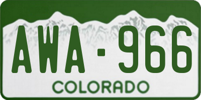CO license plate AWA966