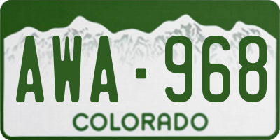 CO license plate AWA968