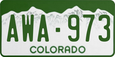 CO license plate AWA973