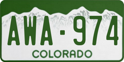 CO license plate AWA974