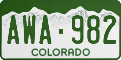 CO license plate AWA982
