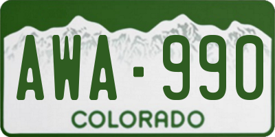 CO license plate AWA990