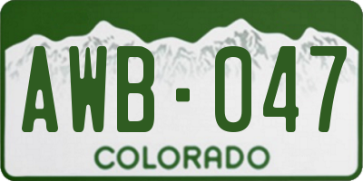 CO license plate AWB047