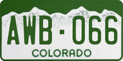 CO license plate AWB066