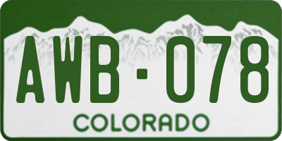 CO license plate AWB078