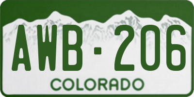 CO license plate AWB206