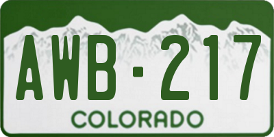 CO license plate AWB217