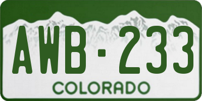 CO license plate AWB233