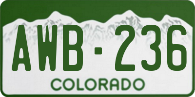 CO license plate AWB236