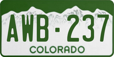 CO license plate AWB237