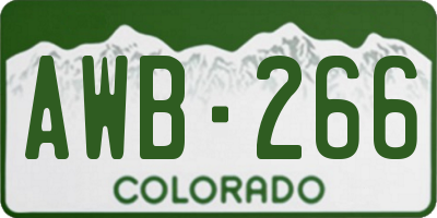 CO license plate AWB266