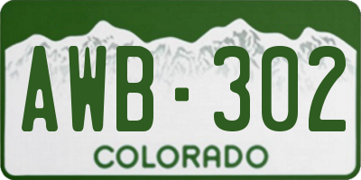 CO license plate AWB302
