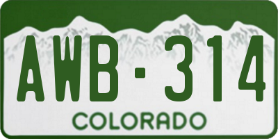 CO license plate AWB314