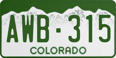 CO license plate AWB315