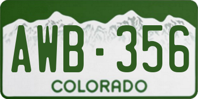 CO license plate AWB356