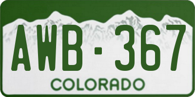 CO license plate AWB367