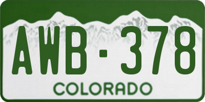 CO license plate AWB378