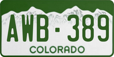 CO license plate AWB389
