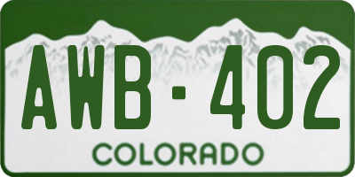 CO license plate AWB402