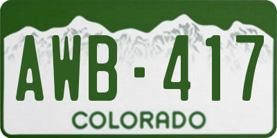 CO license plate AWB417
