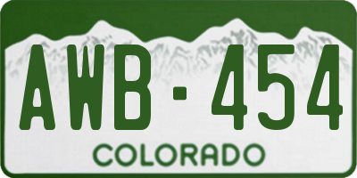 CO license plate AWB454