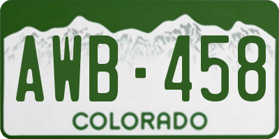 CO license plate AWB458