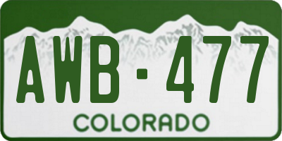 CO license plate AWB477