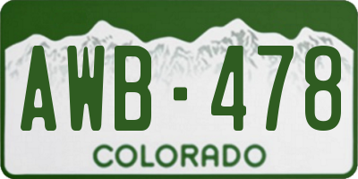 CO license plate AWB478