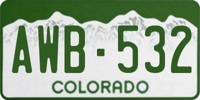 CO license plate AWB532
