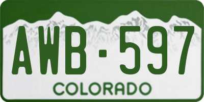 CO license plate AWB597