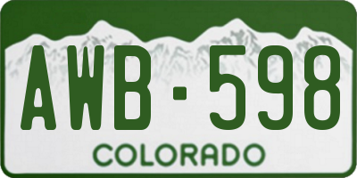 CO license plate AWB598