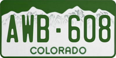 CO license plate AWB608