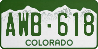 CO license plate AWB618