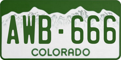 CO license plate AWB666