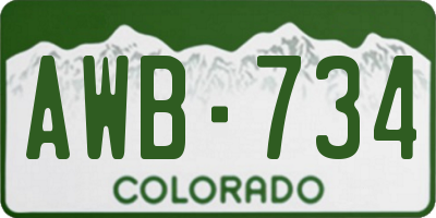 CO license plate AWB734