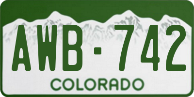 CO license plate AWB742