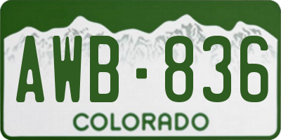 CO license plate AWB836