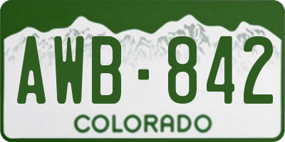 CO license plate AWB842