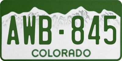CO license plate AWB845
