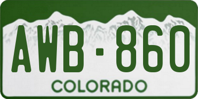 CO license plate AWB860