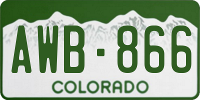 CO license plate AWB866