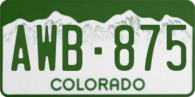 CO license plate AWB875
